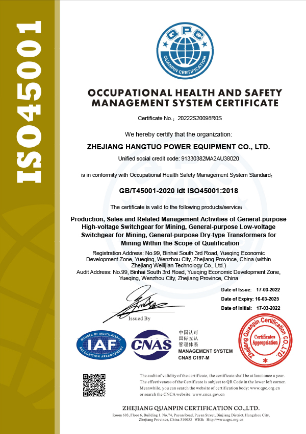 職業(yè)健康安全體系證書-EN